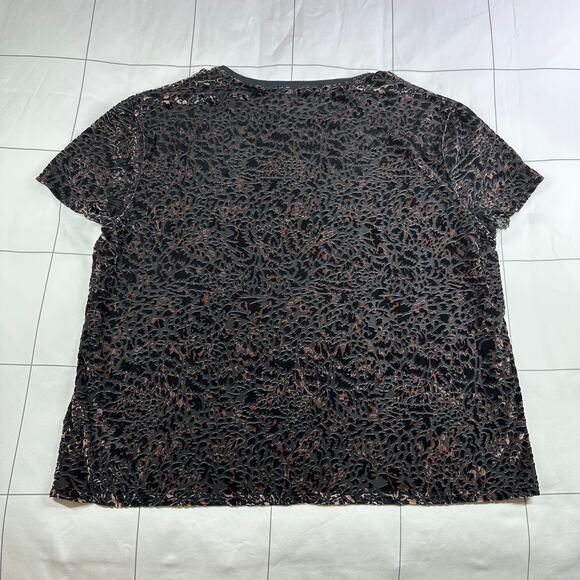 We the Free Top Womens XS Black Teddy Cheetah Burnout Velvet Edgy Contemporary - Picture 4 of 11